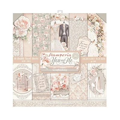Abbildung von Stamperia Scrapbooking Small Pad 10 sheets cm 20,3X20,3 (8&quot;X8&quot;) You and me, White, One Size, SBBS60