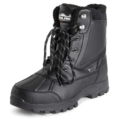 Abbildung von Polar Herren Thinsulate Völlig Lined Wasserdicht Tiefer Schritt Dauerhaft Rubber Shell Thermal Winter Regen Schnee Stiefels Schwarz UK10/EU44 YC0693