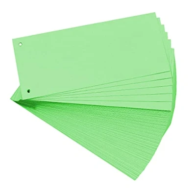 Abbildung von Exacompta 13445B 100er Pack Karton Trennstreifen. 10,5 x 24 cm grün. Für eine übersichtliche Anblage Ihrer Dokumente. Trennlaschen Trennblätter Ordner Register Blauer Engel