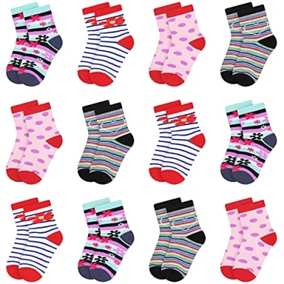 Abbildung von L&amp;K II 12er Kinder Mädchen Socken aus Baumwolle Kleinkind niedliche Muster Kids Sneakersocken bunt 2806 23 26