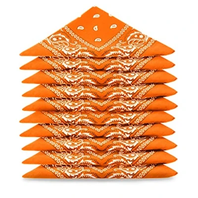 Abbildung von Karl Loven Bandanas 5er Pack 100% Baumwolle Paisley Halstuch Kopf Hals Schal (5er Pack, Orange)