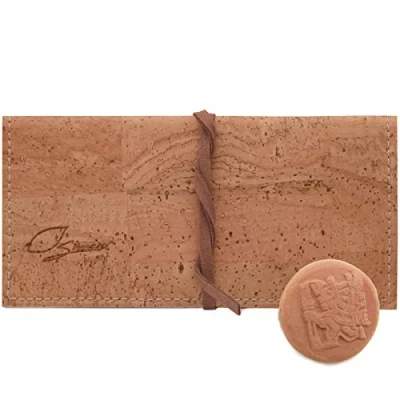 Abbildung von SIMARU Tabaktasche/Drehtabak Tasche 35g aus wasserabweisendem Korkleder Drehertasche für Tabakbeutel Fach mit Reißverschluss Filter und Zubehör Doppeltes Paper (beige)