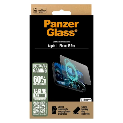Abbildung von Apple iPhone 16 Pro Panzerglas PanzerGlass Gaming Screenprotector Screen Protector Ultra Wide Fit mit Applikator für das