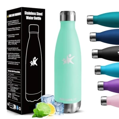 Abbildung von HoneyHolly Trinkflasche Edelstahl, Thermosflasche 500ML, BPA frei Auslaufsichere Vakuum Isolierte, Thermoskanne, Doppelwandige Wasserflasche für Fahrrad, Reisen, Sport, Yoga, Camping, Fahrrad