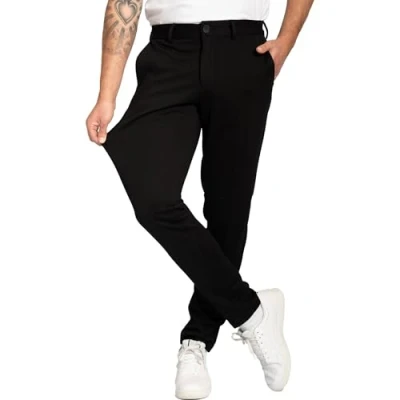 Abbildung von Performance Pants Herren Schwarz (Größe 34W/30L) Bequeme Schwarze Hose Stilvolle Hosen Stretch Modische Praktische Männer für Business &amp; Freizeit