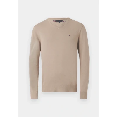 Abbildung von Tommy Hilfiger Essential V NECK Strickpullover, Herren, Größe: 3XL, Coastal taupe