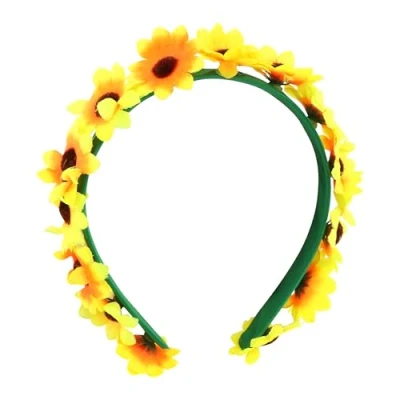 Abbildung von Chaks Sonnenblumen Haarreif zum Kostüm Party Zubehör Gärtner Hippie Fasching, Mehrfarbig, Einheitsgröße