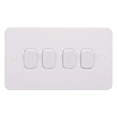 Abbildung von Schneider Electric Lisse White Moulded GGBL1042S Lichtschalter, 4 Gang, 2 Wege 10 AX, Weiß