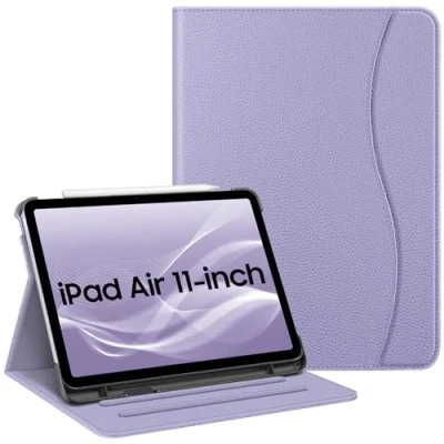 Abbildung von Fintie Hülle für iPad Air 11 Zoll M2 (2024), 5. Generation (2022) / 4. Gen 10,9 Zoll, Multi Winkel Betrachtung Folio Stand Schutzhülle Case Cover mit Dokumentschlitze, Violett
