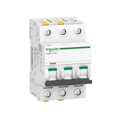 Abbildung von Schneider Electric Leitungsschutzschalter ACTI9 IC60N 3P 25A C Charakteristik, A9F04325