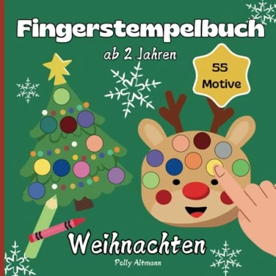 Abbildung von Fingerstempelbuch Weihnachten für Kinder ab 2 Jahren I mit 55 Motiven zum Stempeln und malen: Beschäftigung in der Weihnachtszeit