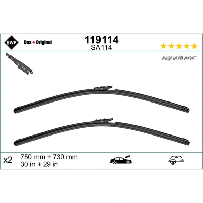 Abbildung von Scheibenwischer Swf 119114 vorne Flachbalkenwischblatt FORD: Galaxy Mk3 MPV, S Max Mk2