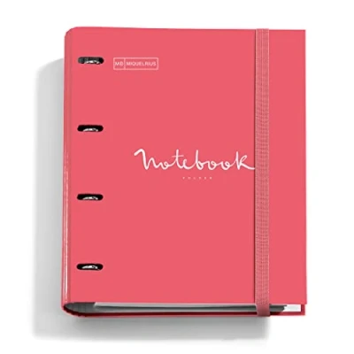 Abbildung von Miquelrius Ringbuch Notebook Messages, Ordner mit 4 Ringen + zusätzlichen 100 Blatt A4 5 mm kariert, 90 g, Trennblättern und Umschlag, Limettengrün