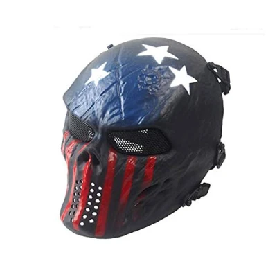 Abbildung von ATAIRSOFT Taktische Airsoft Paintball Skelett Schädel Maske, CS schützende Vollgesichtsmaske für Halloween Cosplay Maskerade (Kapitän)