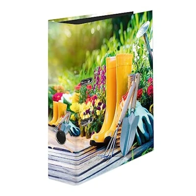Abbildung von Original Falken Motiv Ordner Garden. Made in Germany. 8 cm breit DIN A4 Ringordner Aktenordner Briefordner Büroordner Plastikordner Motivordner
