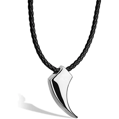 Abbildung von SERASAR Lederkette Herren Leder Halskette mit Anhänger 50cm Silber Lederband Kette Schmuck Schachtel für Männer Echtleder Geschenk Leather Necklace Men Jewelry Band