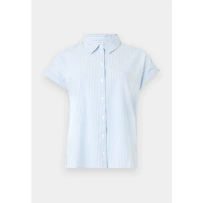 Abbildung von TOM Tailor Denim Striped Shortsleeve Shirt Hemdbluse, Damen, Größe: XS, White/blue