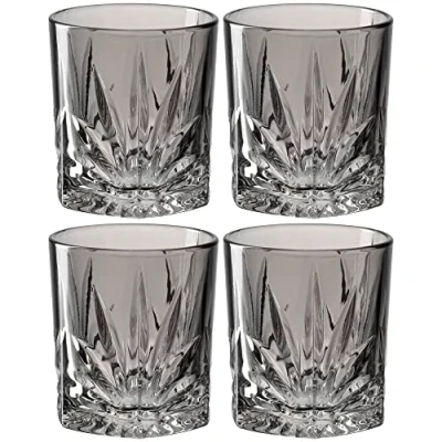 Abbildung von Leonardo Capri Trink Gläser 4er Set grau, spülmaschinenfeste Saft mit Relief Facetten Schliff, bunte Wasser Gläser, Glas Becher, 220 ml, 022358
