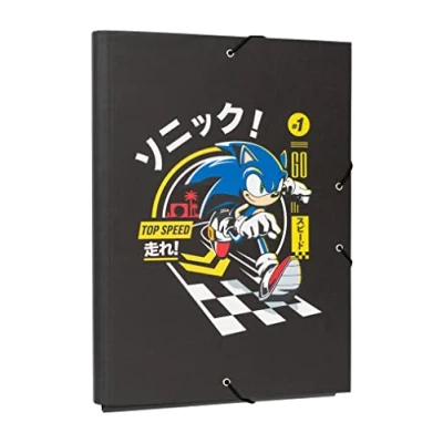 Abbildung von Grupo Erik Mappe A4 Premium Sammelmappe Sonic The Hedgehog Dokumentenmappe mit Gummizug Heftmapppe Schule Zubehör Heftbox Schulranzen Eckspanner Ordnungsmappe