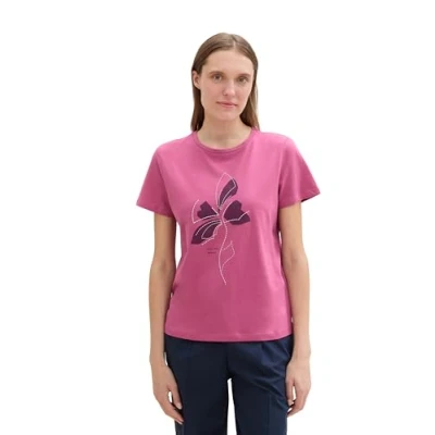 Abbildung von TOM Tailor Kurzarm Tshirt print, Damen, Größe: 38, Pink