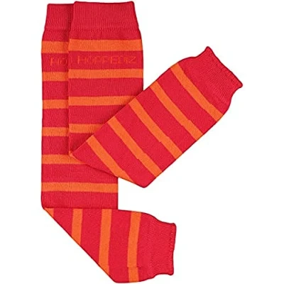 Abbildung von Hoppediz Unisex Baby Biobaumwolle Babystulpen, Rot Orange Gestreift, Einheitsgröße EU