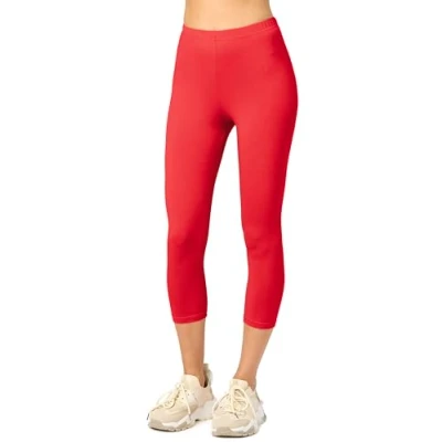 Abbildung von Merry Style Damen 3/4 Leggings Capri aus Baumwolle Sportleggings MS10 199 (Rot, L)