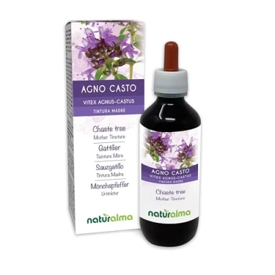 Abbildung von Mönchspfeffer (Vitex agnus castus) Früchte Alkoholfreier Urtinktur Naturalma Flüssig Extrakt Tropfen 200 ml Nahrungsergänzungsmittel Veganer