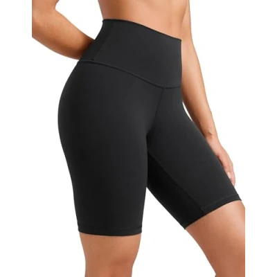 Abbildung von CRZ Yoga Womens Kurze Sporthose Laufshorts Sommer Radlerhose High Waist Fitness Shorts ButterLuxe 20cm Schwarz 36