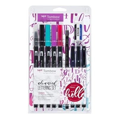 Abbildung von Tombow LS ADV Lettering Set &quot;Advanced&quot; 9 Stifte + Radierer, inkl. Anleitung, designed von Frau Hölle