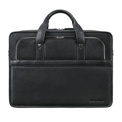 Abbildung von STILORD &#039;Paolo&#039; Aktentasche Herren Leder Laptoptasche 15.6 Zoll Arbeitstasche Damen Lehrertasche große Umhängetasche Businesstasche Echtleder, Farbe:schwarz