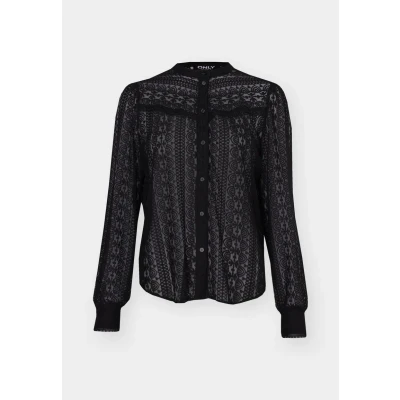 Abbildung von ONLY Damen Onlreba Lace L/S Shirt WVN Noos Langarmbluse, Black, Small