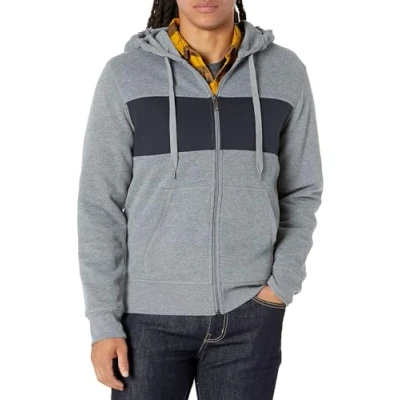Abbildung von Amazon Essentials Herren Fleece Kapuzenpulli mit durchgehendem Reißverschluss (erhältlich in den Größen Big &amp; Tall), Schwarz Grau Heide, S