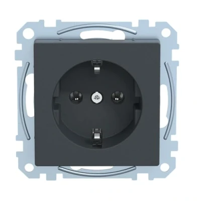 Abbildung von Schneider Electric Merten MEG2401 0414 Schuko Steckdose mit Schraub Liftklemmen, Schutzkontaktsteckdose, Anthrazit, System M