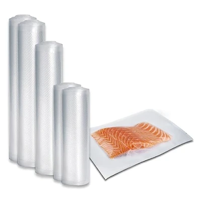 Abbildung von CASO Profi Vakuumfolien Set 3 / Folienbeutel: 50x 16x23cm, Folienrolle: 2x 20x600cm, 1x 28x600cm, 30x600cm 150µm, für Vakuumierer, BPA frei, sehr stark, reißfest, kochfest