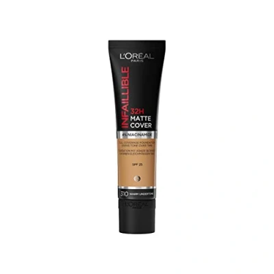 Abbildung von L&#039;Oreal Paris Cover Liquid Foundation, mit 4% Niacinamid, langanhaltendes, natürliches Finish, erhältlich in 20 Farbtönen, LSF 25, Infallible 32H Matte Cover, Farbton 310, 30 ml