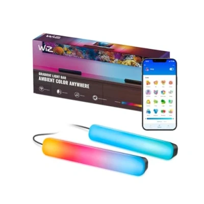 Abbildung von WiZ Gradient Light Bars RGBIC zeigt mehrere Farben auf einmal an Einfache Einrichtung, verbindet Sich mit Wi Fi Steuerung App/Sprache, funktioniert Google Home, Alexa und HomeKit
