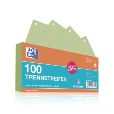 Abbildung von Oxford Trennstreifen, aus Karton, gelocht, 190 g/m², grün, 100 Stück
