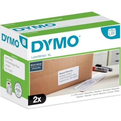 Abbildung von DYMO Original LabelWriter Versand/Namensschild Etiketten 102 mm x 59 2 Rollen mit je 575 leicht ablösbaren (1.150 Etiketten) für 4XL/5XL Etikettendrucker