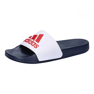 Abbildung von adidas Adilette Shower Slides Unisex Schiebe Sandalen , Cloud White Scarlet Victory Blue, 42 EU