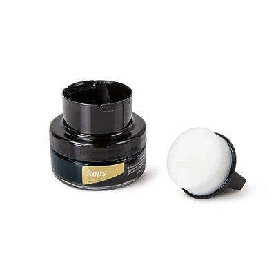 Abbildung von Kaps Professional Schuhpflege Delicate Cream mit Schaumaplikator Schuhcreme &amp; Pflegemittel zur Reinigung und Auffrischung von Naturleder Synthetik (50ml) (117 Marineblau)