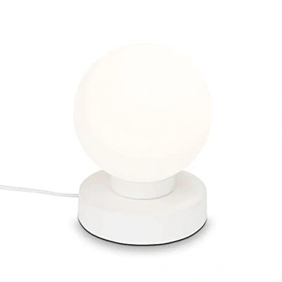 Abbildung von BRILONER Nachttischlampe mit Kabelschalter, Opalglas, E14 Fassung max. 25 Watt, Tischlampe, Lampe, Schreibtischlampe, Tischleuchte, Bürolampe, Leselampe Bett, Leselicht, 12,6x15,7 cm, Weiß