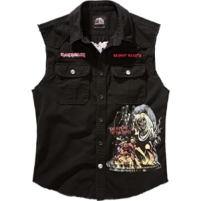Abbildung von Brandit Herren Iron Maiden Vintage Shirt Sleeveless NOTB Hemd, Black, XL