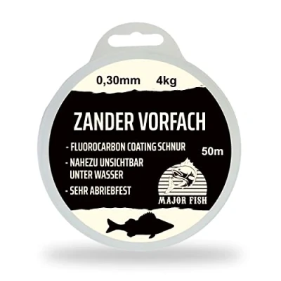 Abbildung von Major Fish Zander Vorfach Fluorocarbon Schnur Angelschnur 0,30 mm 4 kg 50 Meter