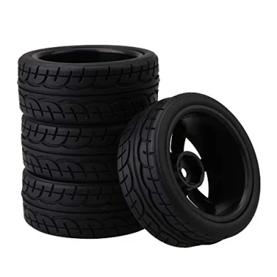 Abbildung von BQLZR Modellauto Gummireifen mit 7 Speichen Felgen für RC1: 10 On Road Rennwagen 4er Pack