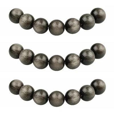 Abbildung von MJDCB Perlen zum Auffädeln 6mm 60 stück Silber Obsidian Halbedelsteine mit Loch Natürliche Lose Runde Steinperlen für Herstellung Schmuck Armbänder Halsketten