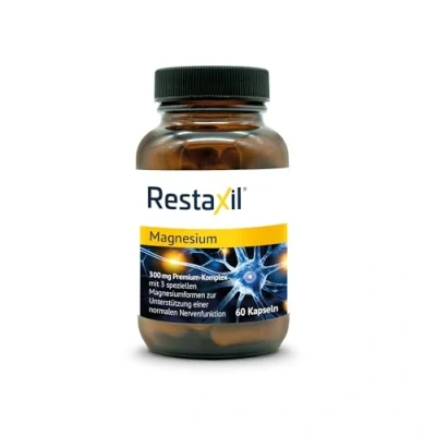 Abbildung von Restaxil Magnesium stark dosierter Premium Komplex mit Magnesiumbisglycinat. Laborgeprüft,hochkonzentriert,exzellente Bioverfügbarkeit, vegan. Vom Nr. 1 Nervenspezialisten aus der Apotheke