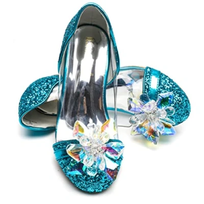 Abbildung von Elsa &amp; ANNA Prinzessin Schuhe Mädchen mit 3 cm hohem Absatz Glitzer für Kleid Partys, Fasching, Karneval (BLU14 SH)