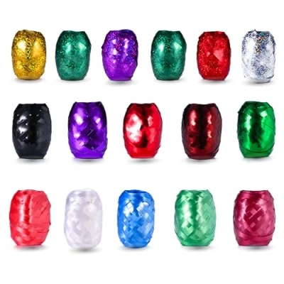 Abbildung von 18x Geschenkband Kräuselband Ringelband Set je 20 Meter Rolle Geschenk Bänder zum Dekorieren &amp; Verpacken von Geschenken Weihnachten