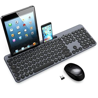 Abbildung von LeadsaiL Tastatur Maus Sets Kabellos,Ergonomische und Tastatur,Funk PC in Standardgröße,Deutsch QWERTZ Layout, Leise Klick Taste,12 FN Tasten Für Windows Computer, macOS, Laptop