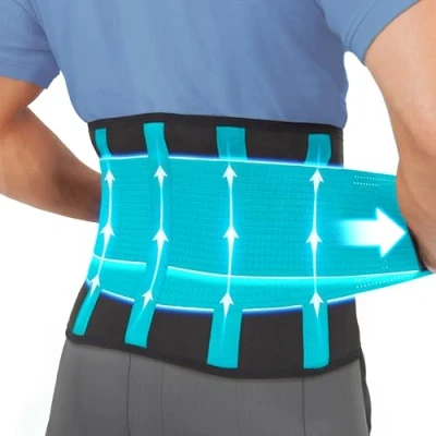 Abbildung von Rückenbandage Rückenstützgürtel für Herren und Damen Rückengurt zur Linderung von Rückenschmerzen, Vorbeugung Verletzungen + Stabilisierung der Lendenwirbelsäule Large Clever Yellow
